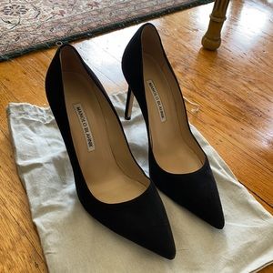 Manolo Blahnik black suede 105mm pumps